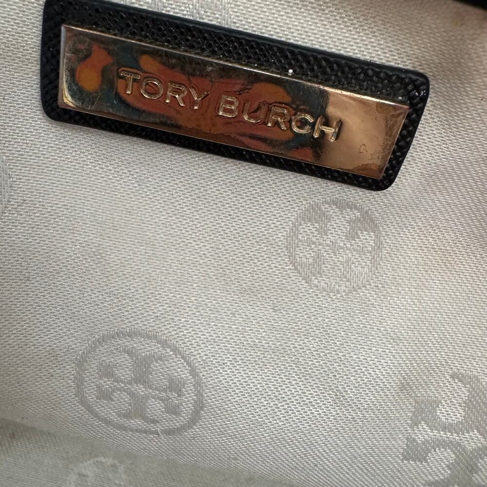 Tory Burch Black Robinson Laser Cut Saffiano Leather Double Zip Satchel Bag - Picture 12 of 16